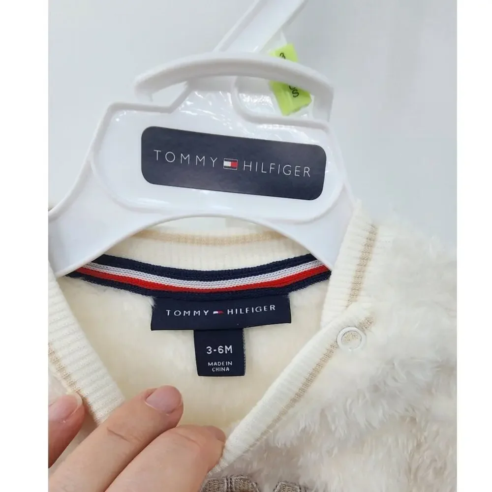 New NWT Baby Tommy Hilfiger 3-6 Month White Fluffy‎ Set Cozy Warm 2-Piece Set